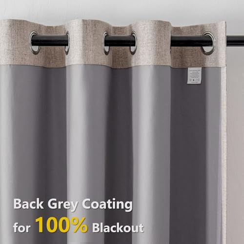 100% Blackout Curtains 2 Panels Set, Beige Curtains for Living Room, Black Out Thermal Insulated Grommet Drapes Bedroom Luxury Decor Privacy(52W × 84L inch, Beige)
