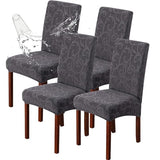 Genina Waterproof Dining Room Chair Covers Stretch Parsons Chair Slipcovers for Dining Room Kitchen Chair Protector Cover, Removable, Washable (4, Flower Pattern-Dark Gray)