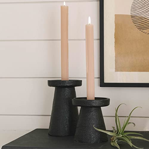 Main + Mesa Stoneware Pillar & Taper Candle Holders, Set of 2
