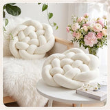Novabright 2 Pack White Knot Pillow Balls 16x16 Handmade Knot Throw Pillows Plush for Couch Sofa Bedroom Living Home Decor Modern Round Aesthetic Accent Cushions