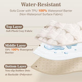 MYSKY HOME 100% Waterproof Couch Cover for Dogs, Plush Pet Couch Covers for Sofa Washable, Couch Covers for 3 Cushion Sofa Pet Friendly, Non-Slip Durable Sofa Cover Slipcover Protector, Cream, 35"x83"