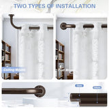 TANGWIN Bronze Wrap Around Curtain Rods 66 to 120 Inch:Blackout Heavy duty Adjustable Window Curtain Rod for Bedroom,Industrial Darkening Curved French Metal Single Drapery Rods Set Easy Install,Brown