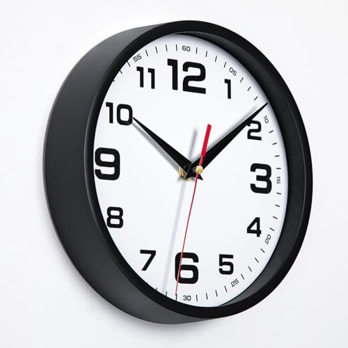 Wall Clock Silent Non-Ticking Modern Clocks Battery Operated 8 Inch Small Analog Clock Decorative for Living Room Bedroom Kitchen Office Decor (Black)