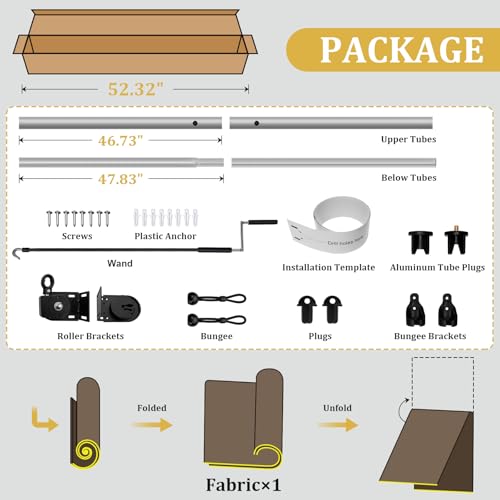 Shade&Beyond Outdoor Roller Shades with Splicing Design, 8' W x 8' H Cordless Patio Roll Up Blinds, Exterior Shade Cloth Roll for Porch, Gazebo, Pergola, Balcony, Mocha