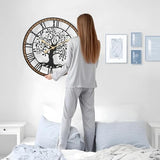 Micasso Battery Operated Wall Clock: 30 Inch Farmhouse Tree of Life Metal with Wood Frame - Rustic Bold Roman Numerals Wall Clocks for Home Office/Living Room/Bedroom - Home Decor for Housewife