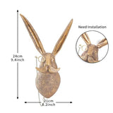 Joogour Head Wall Mount Decor,Resin Animal Sculptures，Art Deco Wall Hanging Decoration for Living Room Bedroom Officeroom Gift (Rabit)