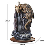 Dragon Backflow Incense Holder Waterfall Incense Burner, with 100 Backflow Incense Cones,1 Mat,1 Tweezers，Aromatherapy Ornamental for Home Office Yoga （Golden Dragon）