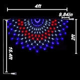 3 Packs American Flag Lights Outdoor - 4x2 FT Half Fan Shape Patriotic Net Light with 8 Modes, 450 LED Waterproof Red White and Blue Lights, 4th of July Memorial Day Decorations for 250th Anniversary