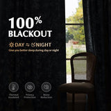 FMFUNCTEX 100% Blackout Floral Curtains for Bedroom, Blue Curtains 84 inches Long Blossom Flower Patterned for Living Room,Thermal Insulated Farmhouse Drapes, Grommet Top 2 Panels (White on Blue)