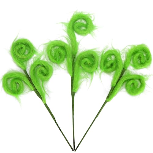 Kesywale 4 Pieces Green Furry Christmas Picks 17" Furry Spiral Curly Sprays Elf Ornaments Stems for Christmas Tree Topper Filler Branches Home Office Holiday Party Decorations Gifts (Green, 4)