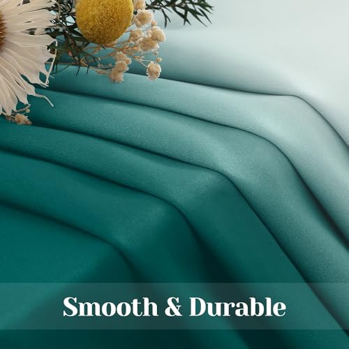 HOMEIDEAS Teal 100% Ombre Blackout Curtains for Bedroom, 52 X 84 Inches Long Room Darkening Gradient Light Blocking Thermal Insulated Grommet Drapes for Living Room, 2 Panels