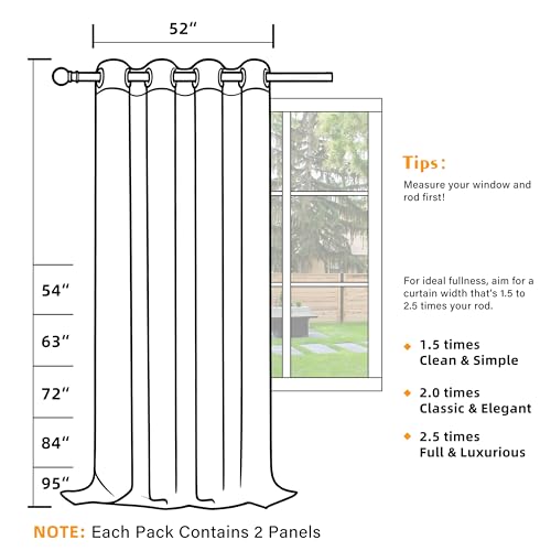 2-Panel-Curtain Room Darkening, 84 Inch Length for Bedroom Living Room, Insulated Thermal Grommet Curtain Drapes, Blackout(60-90%,Not 100%) Window Treatment Decor, Pack of 2, 52x84, CharcoalGrey