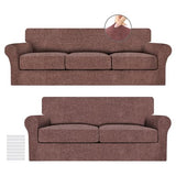 URBANLIFE Stretch Sofa Covers & Loveseat Couch Covers for 3 Cushion Sofa with 2 Cushion Sofa for Living Room Slipcover Set, Chocolate