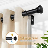 TONIAL Curtain Rod 32 to 58 Inch(2.6-4.8ft), Telescoping Splicing 3/4 Drapery Rods for Windows 20 to 53 Inch(1.7-4.4ft), Decorative Single Rod with Small Cap Finial, Black