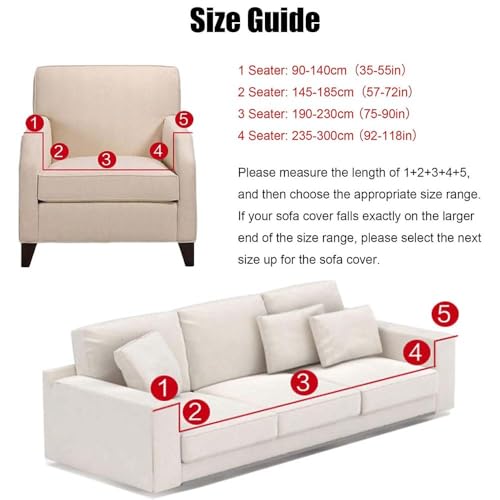 Stretch Sofa Cover, High Elastic Fabric 1 2 3 4 Seater Couch Slipcover, Machine Washable Sofa Cover Universal Non Slip Couch Cover with Skirt (F,1 Seater/35-55in)