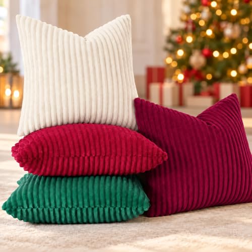 Simmore Christmas Soft Green Flannel Throw Pillow Covers 12X20 Set of 2
