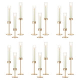 NUPTIO Hurricane Glass Candles Holder, 18 Pcs Gold Taper Candle Holder Bulk
