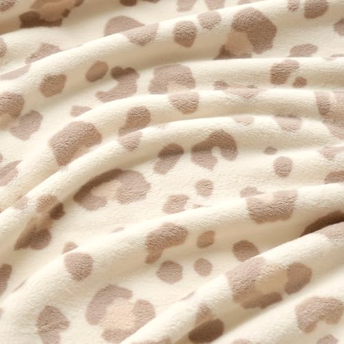 Cozy Bliss Leopard Print Fuzzy Throw Blanket for Couch & Bed, Thick Soft Warm Fleece Blankets for Room Decor, for Kids, Women Men Girls, Khaki Brown Cheetah 50"*60"