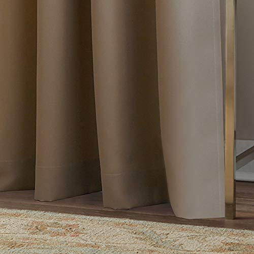 Curtainworks Kendall Color Block Grommet Curtain Panel, 84-Inch, Chocolate