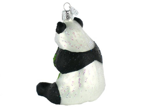 Old World Christmas Panda with Bamboo Glass Blown Ornament for Christmas Tree, Handcrafted Holiday Decoration, Wildlife Animal Collection