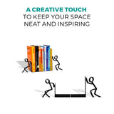 Figurine Bookends with Book-Holding Characters - Steel with Epoxy Coating - Decorative Pair o – lifestyle view