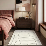 jinchan 4x6 Modern Abstract Curved Line Washable Area Rug, Grey