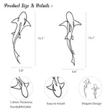Xedatric Metal Fish Wall Decor - Nautical Shark Room Art, Abstract Line Shark Design for Coastal-Themed Interiors(set of 2,Black)