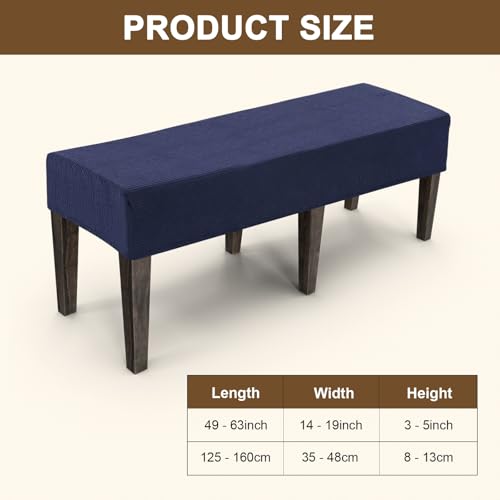 M METERXITY Jacquard Bench Slipcover, 41-51" Rectangle Solid Bench Seat Cover, Removable Washable for Banquet/Bedroom/Piano [Navy Blue,