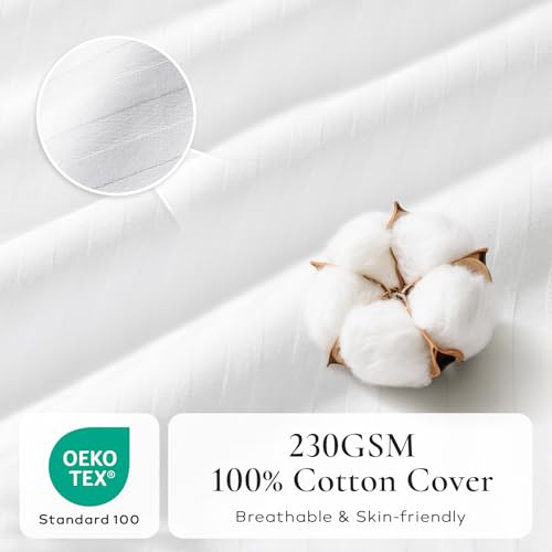 Ashler Home Deco Synthetic Down Pillow Inserts, 24x24 Down Alternative Throw Pillows Insert Sleeping Pillows with 100% Cotton Cover Decorative Pillow Stuffer for Sofa, Couch Bed(Set of 4, White)