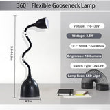 Desk Lamp for Home Office, LED Reading Light, Small Adjustable Flexible Gooseneck Table Lamp, Eye-Caring Desk Lamp for College Dorm Room Study Lamp, Black