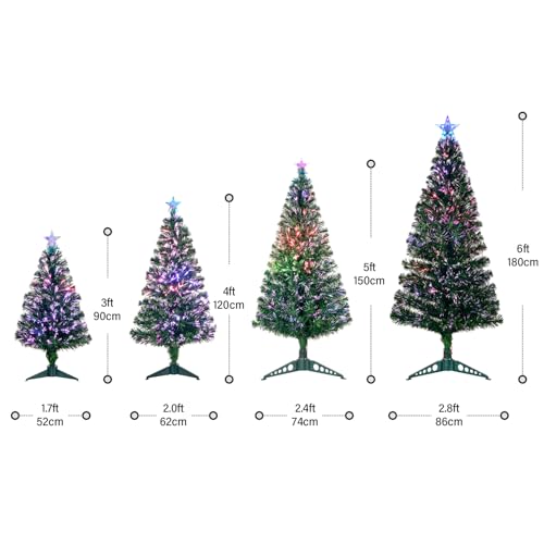 3FT Fiber Optic Green Christmas Tree Artificial Tree with Stand,Pre-lit Full Xmas Tree with Top Star Perfect for Indoor Holiday Decoration