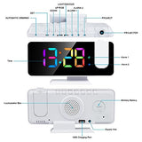 Projection Alarm Clock for Bedrooms Ceiling,7.3" Digital Clock Large Display Mirror Screen,11 Colors RGB Clock with 180° Rotatable Projector,5 Auto Dimmer,12/24h, Snooze,Dual Alarm