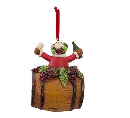 Kurt Adler 4-Inch Polyresin Santa on Wine Barrel Ornament