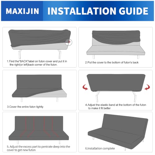 MAXIJIN Stretch Armless Futon Cover Full Size Sofa Bed Covers (67"-82") | Stretch Futon Couch Slipcovers Furniture Protector with Elastic Band,Washable Jacquard Fabric Small Checks, Pea Green