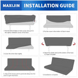 MAXIJIN Stretch Armless Futon Cover Full Size Sofa Bed Covers (67"-82") | Stretch Futon Couch Slipcovers Furniture Protector with Elastic Band,Washable Jacquard Fabric Small Checks, Pea Green