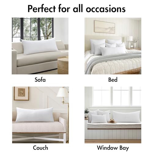 MIULEE 14x36 Inch Throw Pillow Insert Premium Throw Pillow Virgin Microfiber Stuffer Rectangle Pillow for Sofa Bed Couch