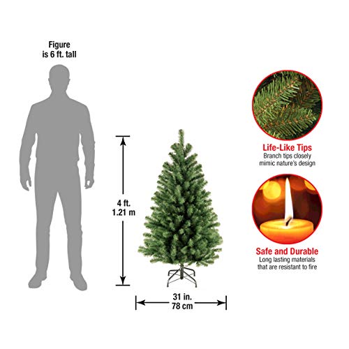 National Tree Company 4 ft Unlit North Valley Spruce Mini Artificial Christmas Tree, 307 Tips, Includes Stand, Green
