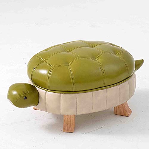 Animal Footstool Turtle Upholstered Pu Leather Pouf, Shoe Changing Stool Sofa Footrest Living Room Storage Stool Footstool with Storage/Green/25 * 66 * 35