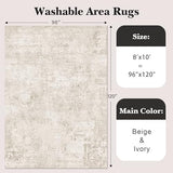 Art&Tuft Washable Rugs 8x10, Anti-Slip Backing Abstract 8x10 Area Rugs for Living Room, Foldable Stain Resistant Machine Washable Area Rug (8'x10', Beige)