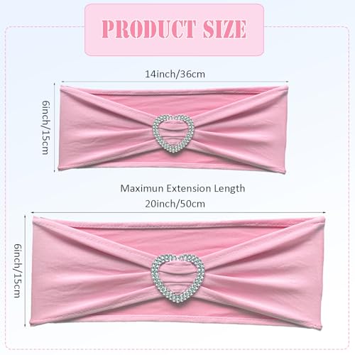 Pink Chair Sashes 100 Pack Spandex Pink Sashes for Chairs Stretch Chair Sashes Clearance with Heart Buckle Slider for Wedding Banquet Party Decorations
