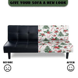 Christmas Tree Armless Sofa Bed Cover Candy Cane Print Stretch Couch Slipcover Folding Sofa Couch Futon Covers Full Size Furniture Protector Cover
