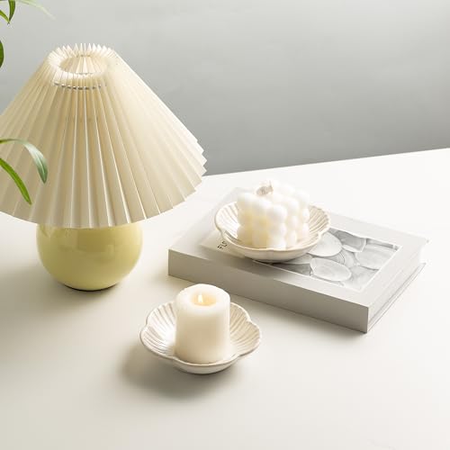 BEUNAIZER Ceramic Pillar Candle Holder Plate, Decorative Candlestick Holder