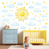 DECOWALL DS12-8079 78pcs Sun Clouds Polka dot Wall Stickers Decals Art Baby Bedroom Boho Classroom décor Living Kids Home Nursery playroom Removable Sunshine Vinyl DIY
