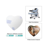 PYD Life 25 PCS Sublimation Blank White Ornament Ceramic 3 Inch Heart Shaped Ornament with Gold String for Christmas Home Customized Decor Bulk