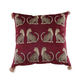 Lumbar Decorative Throw Pillow Cover with Tassels Leopard Pattern Cushion Cover Luxury Style Soft Velvet Pillowcase for Sofa Couch Bedroom (18"x18",Wine Red)