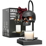 Skull Candle Warmer Lamp with Timer and Dimmer *Candles NOT Included – Black Gothic Candle Lamp Warmer w/Adjustable Height, 2 Light Bulbs – Skull Decor, Goth Gothic Decor Spooky Home & Witchy Gifts