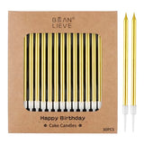 BEAN LIEVE 30-Count Gold Long Thin Metallic Birthday Candles, Cake Candles, Birthday Parties, Wedding Decorations, Party Candles, Cake Decorations