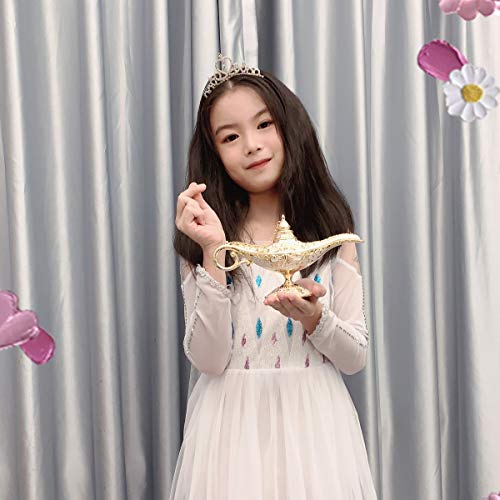 K COOL Classic Aladding Magic Genie Lamp Legend Wishing Light Costume Lamp Metal Carved Cone Incense Burner for Home Tabletop Decoration Party Birthday Halloween Christmas(Beige)
