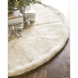 Balsam Hill Lodge Faux Fur Christmas Tree Skirt - Premium Rustic and Luxurious Fur Accents in Brown and Ivory for Tree Decor, Ivory, 72"