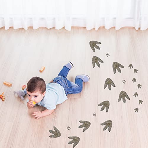 Gersoniel 64 Pcs Dinosaur Footprints Floor Decals Peel and Stick Dinosaur Tracks Wall Decals Removable Vinyl Footprints Stickers for Baby Nursery Bedroom Home Decor